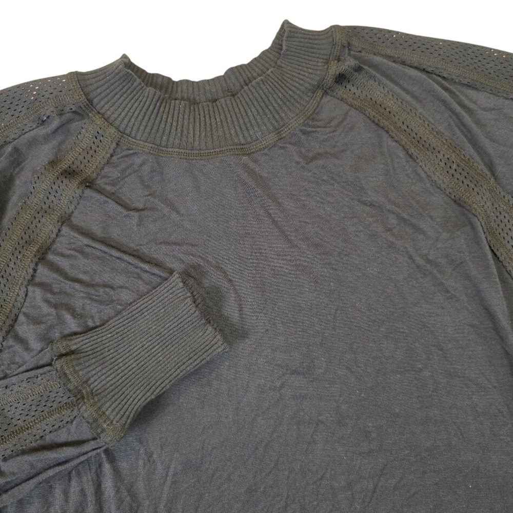 Free People Movement L Long Sleeve Top Navy Black Mesh Open Tulip Back